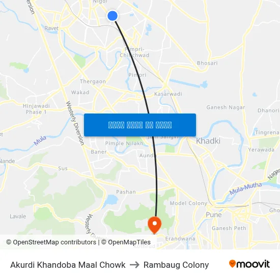 आकुर्डी खंडोबा माळ चौक to रामबाग कॉलोनी map