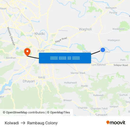 कोलवाडी to रामबाग कॉलोनी map
