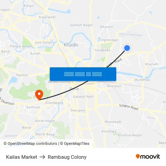 Kailas Market to Rambaug Colony map