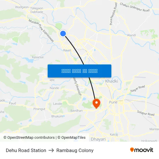 देहू रोड स्टेशन to रामबाग कॉलोनी map