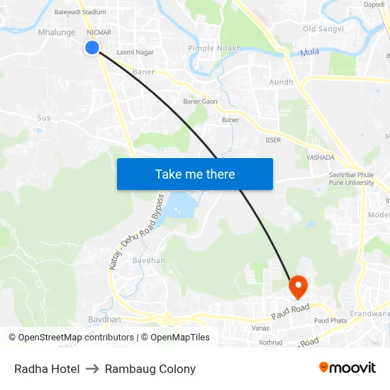 राधा होटल to रामबाग कॉलोनी map