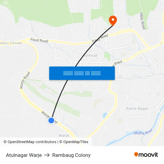 अतुलनगर वारजे to रामबाग कॉलोनी map