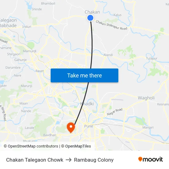 चाकण तळेगाव चौक to रामबाग कॉलोनी map
