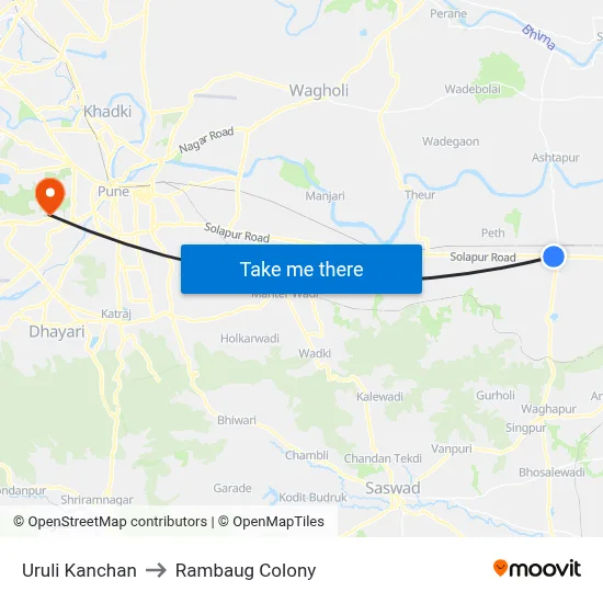 उरुली कांचन to रामबाग कॉलोनी map