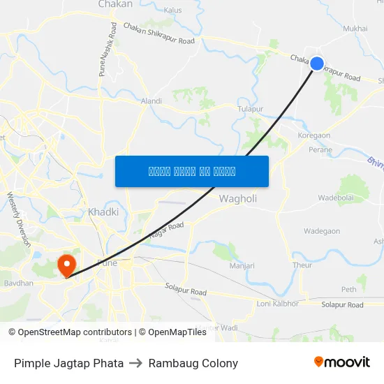पिंपले जगताप फाटा to रामबाग कॉलोनी map