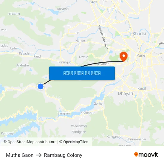 मुठा गाव to रामबाग कॉलोनी map