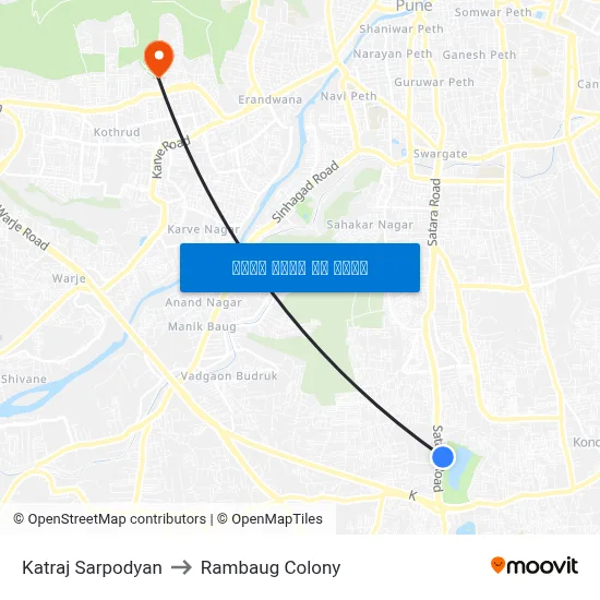 कात्रज सर्पोद्यान to रामबाग कॉलोनी map