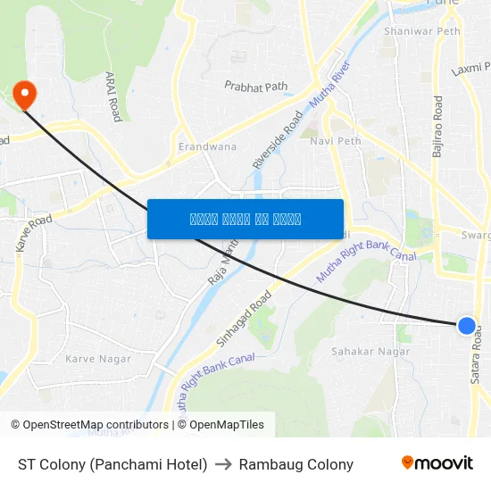 एसटी कॉलोनी (पंचमी होटल) to रामबाग कॉलोनी map