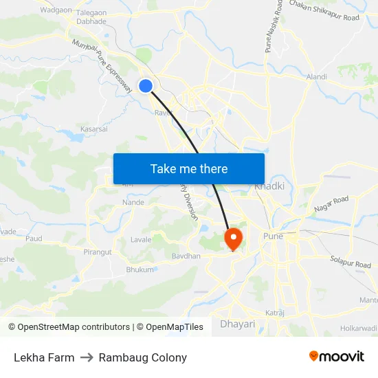 Lekha Farm to Rambaug Colony map