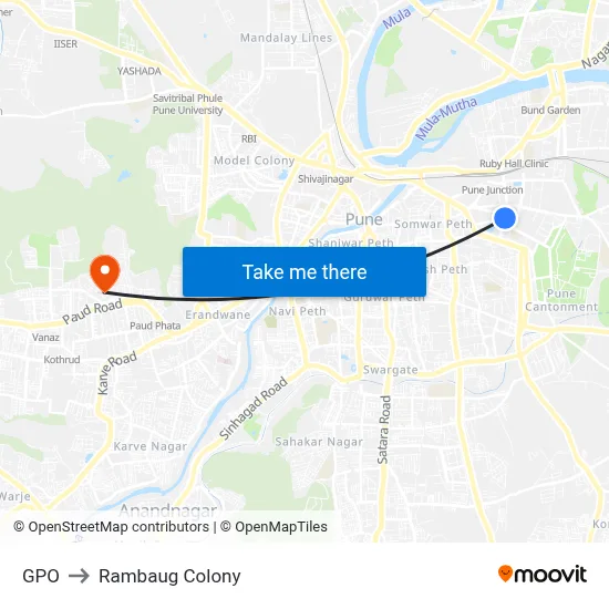 जीपीओ to रामबाग कॉलोनी map