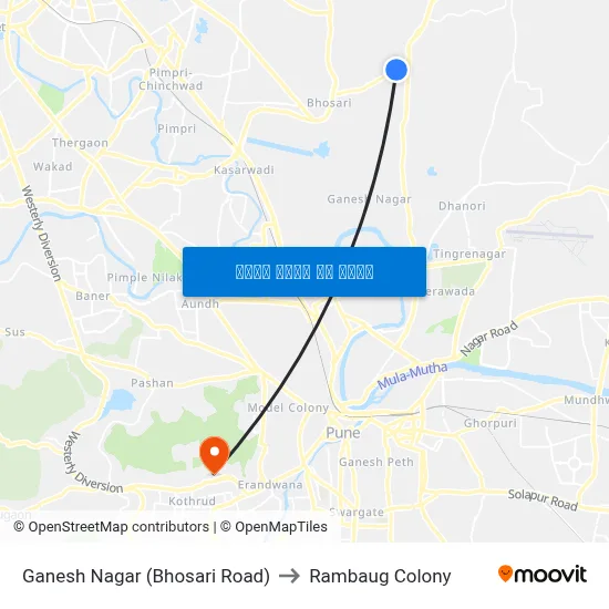 गणेश नगर (भोसरी रोड) to रामबाग कॉलोनी map