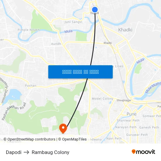 दापोडी to रामबाग कॉलोनी map