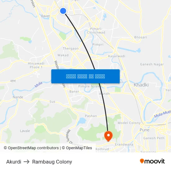 अकुर्डी to रामबाग कॉलोनी map