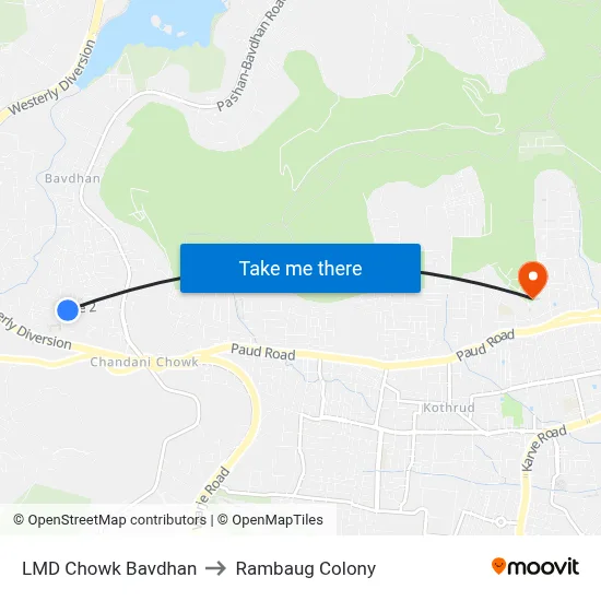 LMD Chowk Bavdhan to Rambaug Colony map