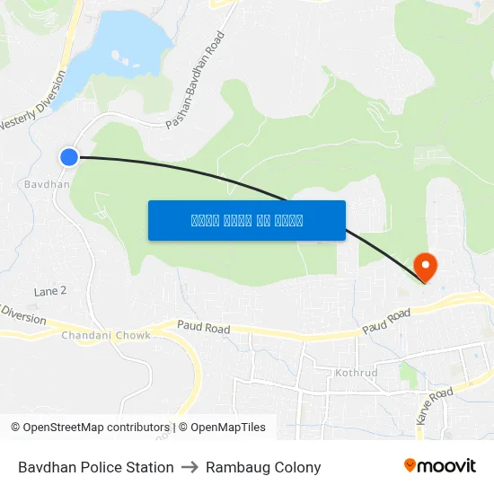 बावधन पुलिस स्टेशन to रामबाग कॉलोनी map
