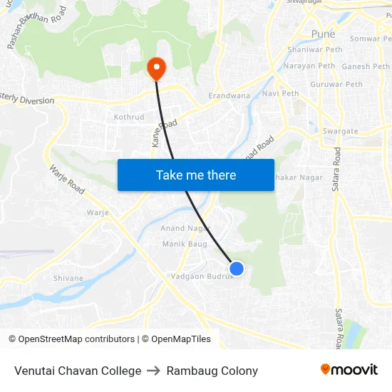 वेणूताई चव्हाण कॉलेज to रामबाग कॉलोनी map
