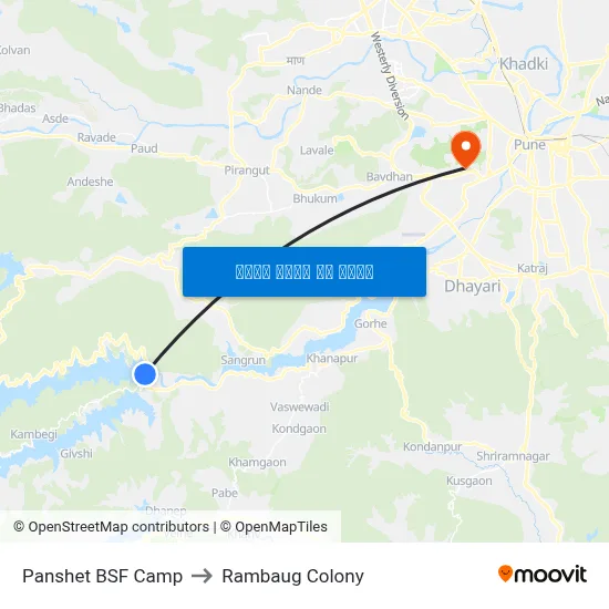 पानशेत बीएसएफ कैंप to रामबाग कॉलोनी map