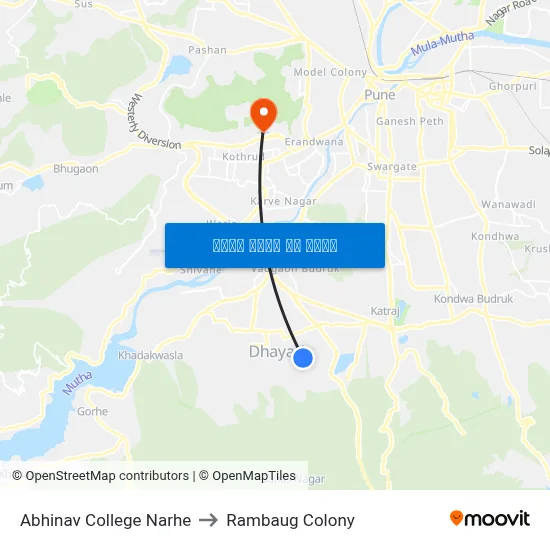 अभिनव कॉलेज नारहे to रामबाग कॉलोनी map