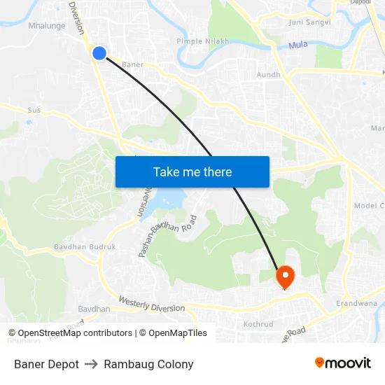 Baner Depot to Rambaug Colony map