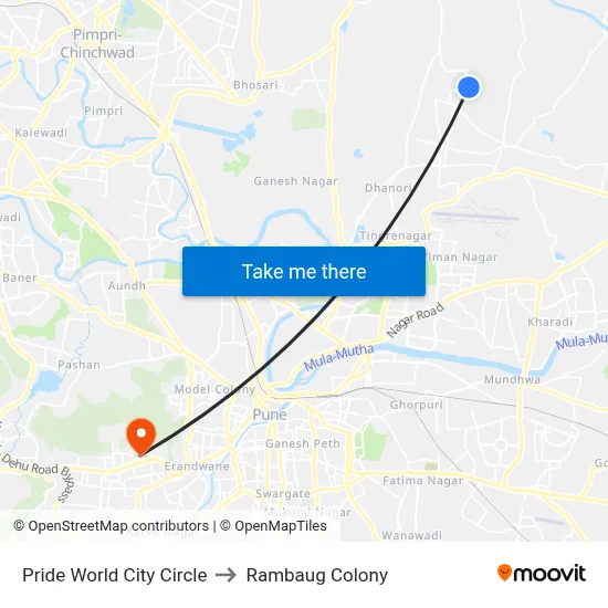 Pride World City Circle to रामबाग कॉलोनी map
