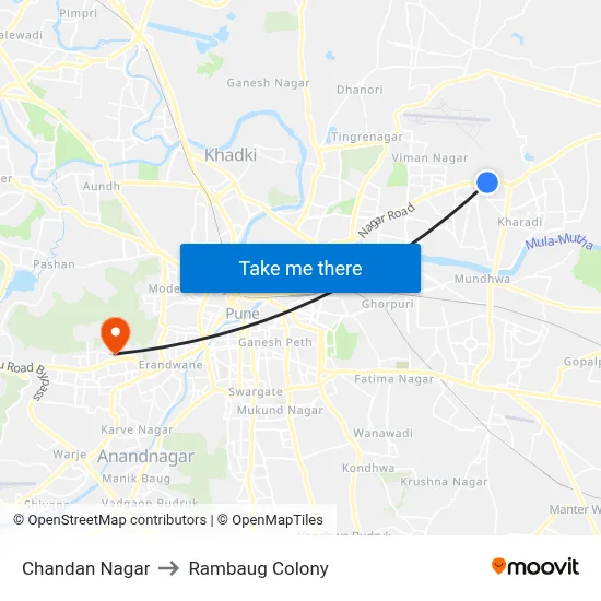 चंदन नगर to रामबाग कॉलोनी map