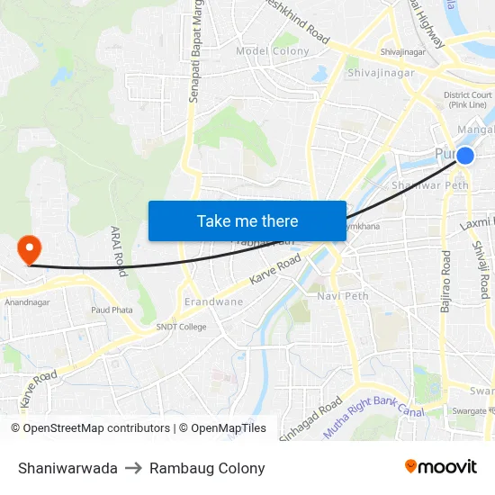 शनिवारवाडा to रामबाग कॉलोनी map