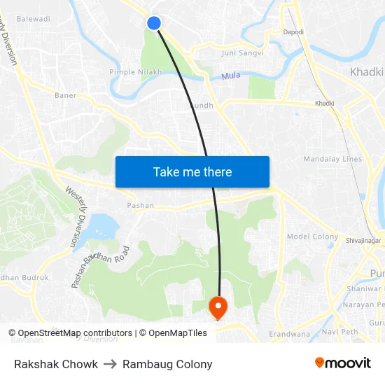 Rakshak Chowk to Rambaug Colony map