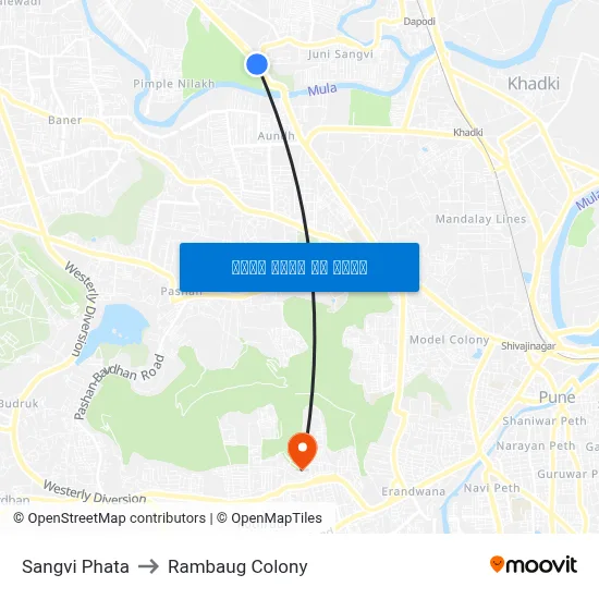 सांगवी फाटा to रामबाग कॉलोनी map