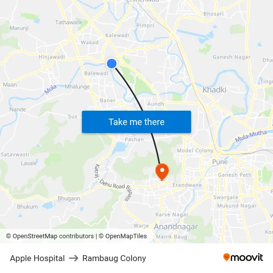 एप्पल अस्पताल to रामबाग कॉलोनी map