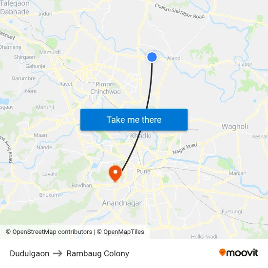 दुदुलगाव to रामबाग कॉलोनी map