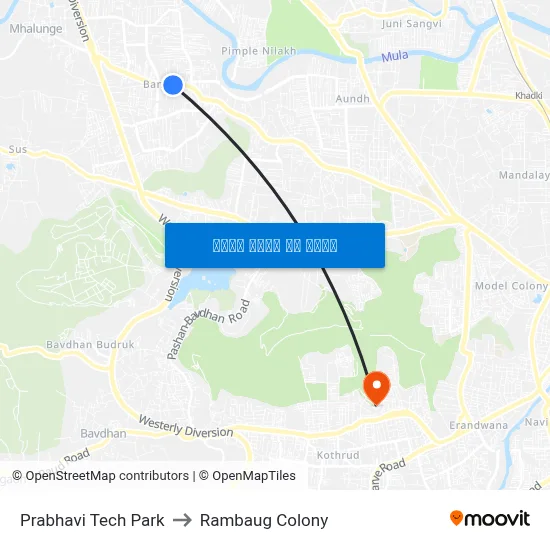 Prabhavi Tech Park to Rambaug Colony map