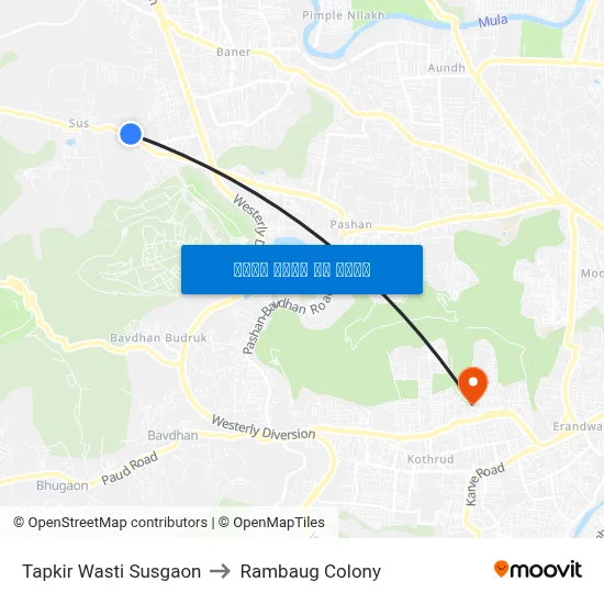 टपकीर वस्ती सुसगाव to रामबाग कॉलोनी map
