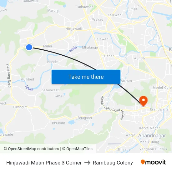 Hinjawadi Maan Phase 3 Corner to रामबाग कॉलोनी map