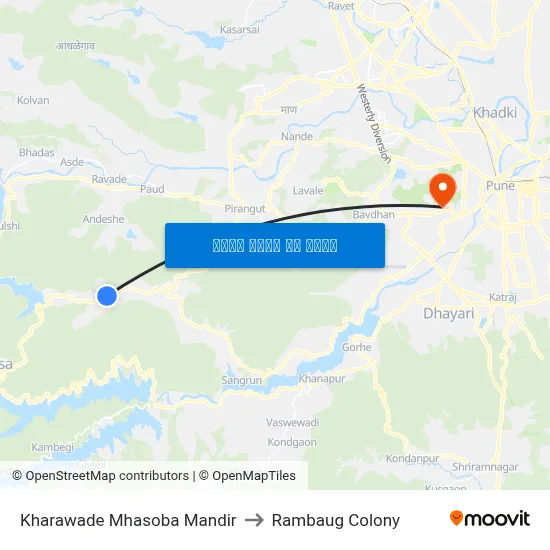 खरवडे म्हसोबा मंदिर to रामबाग कॉलोनी map