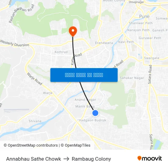अण्णाभाऊ साठे चौक to रामबाग कॉलोनी map