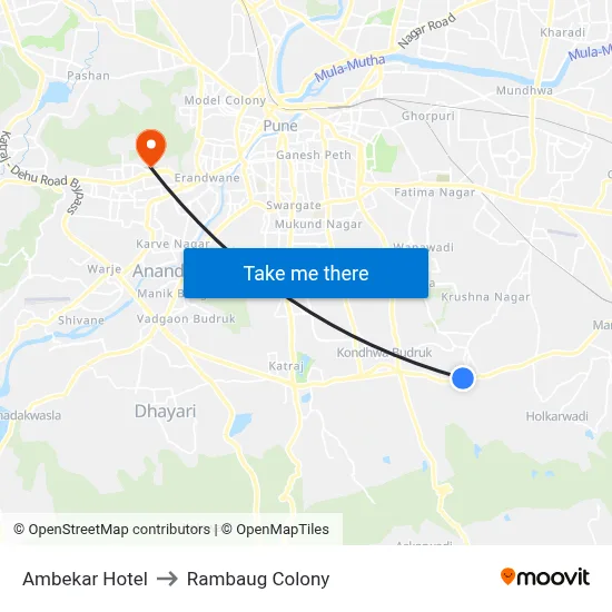 Ambekar Hotel to रामबाग कॉलोनी map