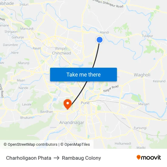 Charholigaon Phata to रामबाग कॉलोनी map