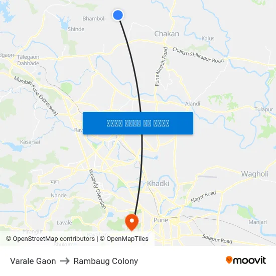 वराळे गांव to रामबाग कॉलोनी map