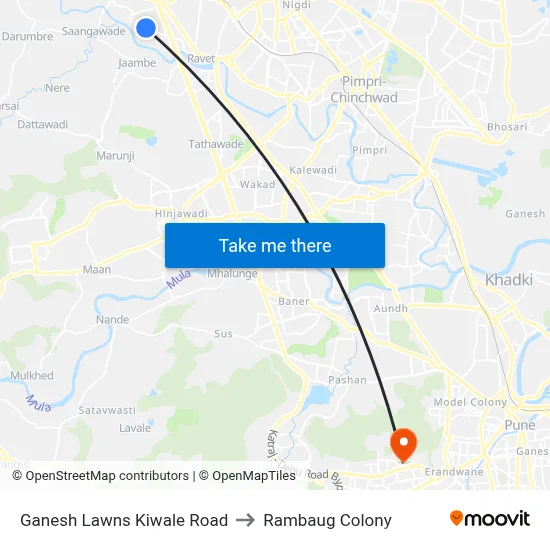 गणेश लॉन्स किवले रोड to रामबाग कॉलोनी map