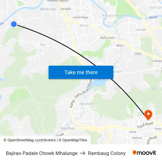 Bajirao Padale Chowk Mhalunge to रामबाग कॉलोनी map