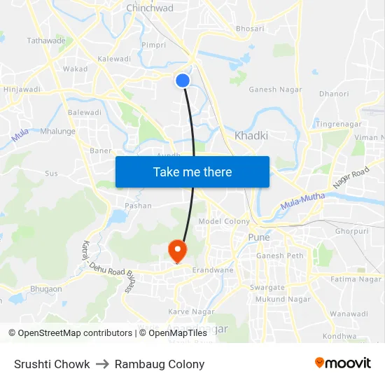 सृष्टि चौक to रामबाग कॉलोनी map