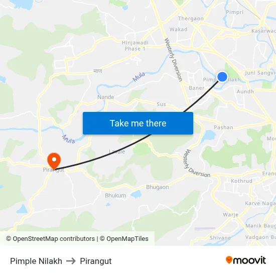 Pimple Nilakh to Pirangut map