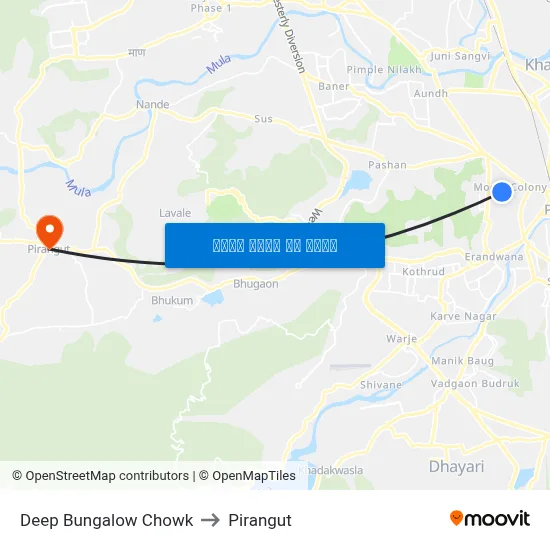 डीप बंगलो चौक to पिरंगुत map