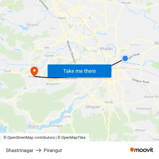 Shastrinagar to Pirangut map