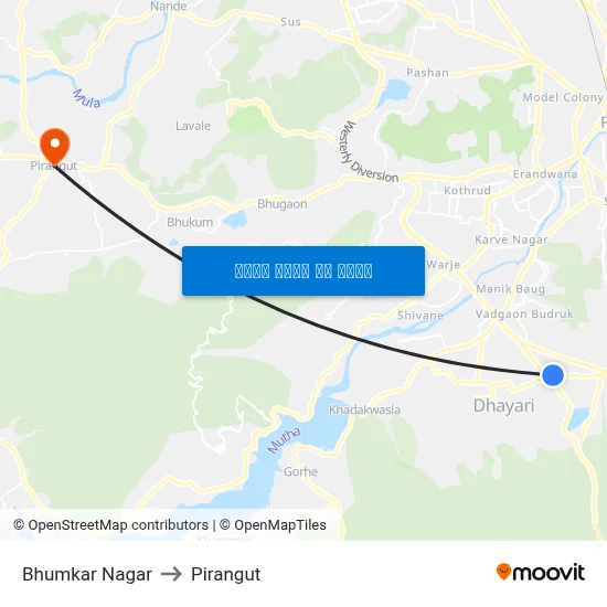 भुमकर नगर to पिरंगुत map