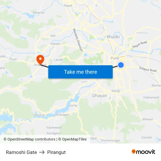 Ramoshi Gate to Pirangut map