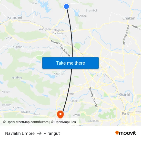 नवलाख उंबरे to पिरंगुत map