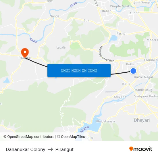 दहानुकर कॉलोनी to पिरंगुत map