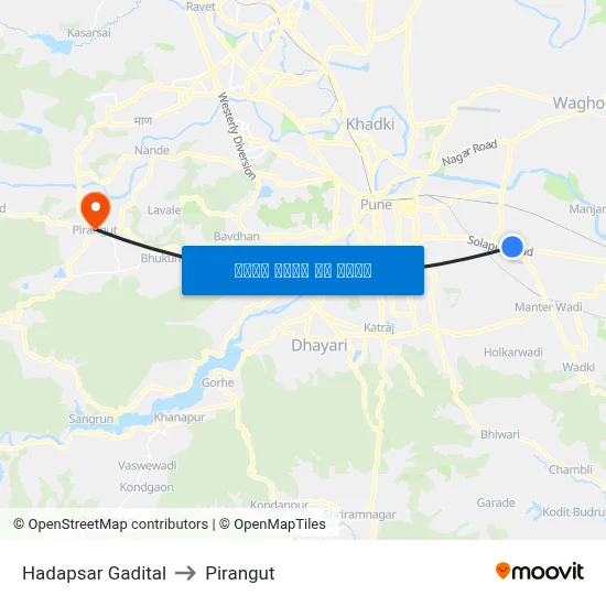 हडपसर गडीटाल to पिरंगुत map