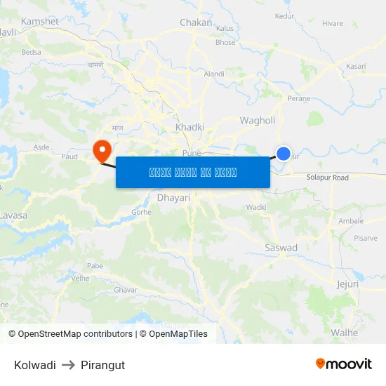कोलवाडी to पिरंगुत map